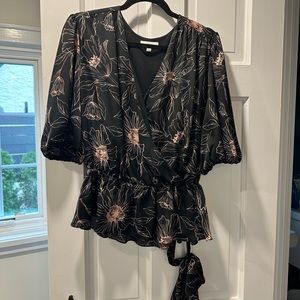 JOIE NAVY BLOUSE TIE WAIST!